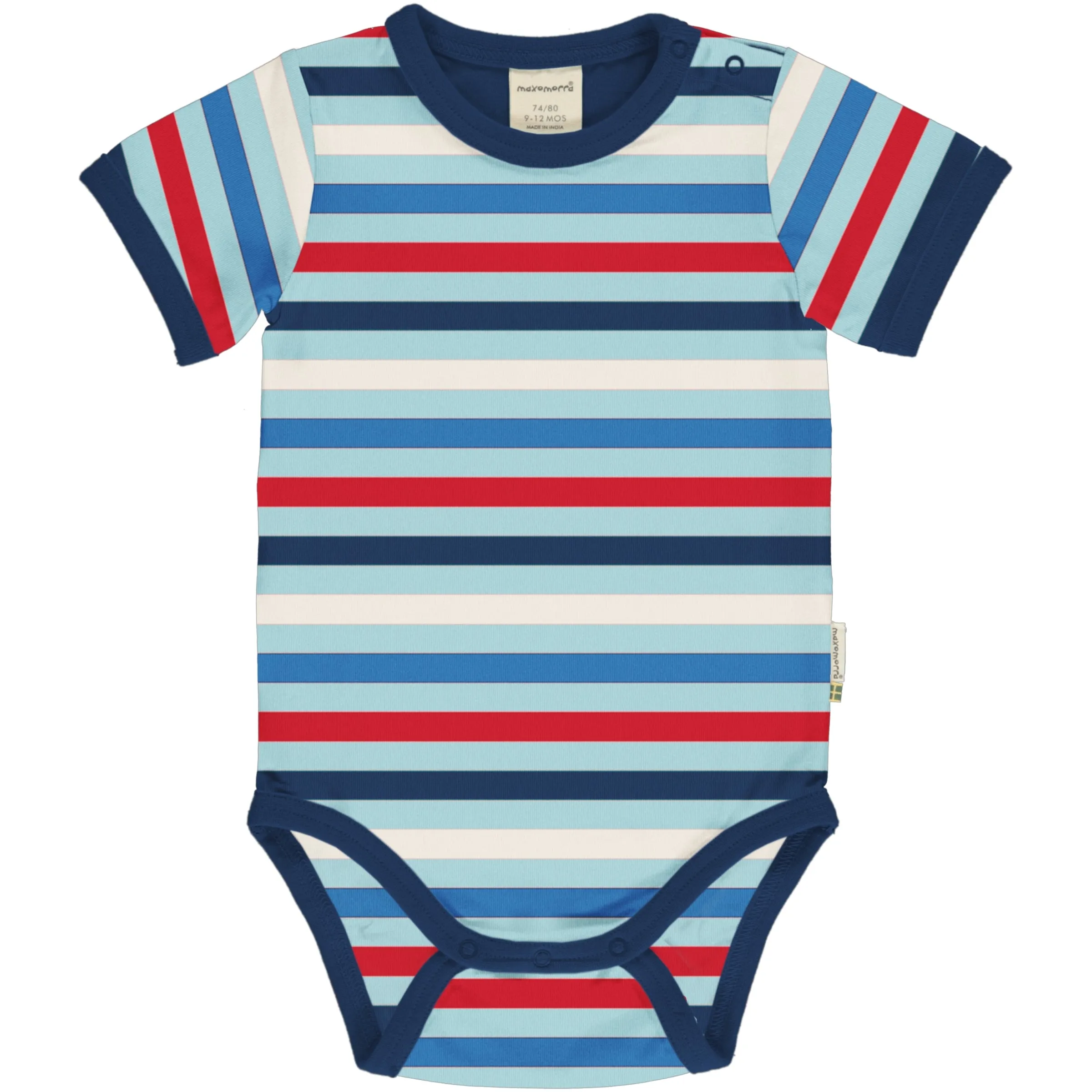 Maxomorra Ice Stripe Short Sleeved Bodysuit