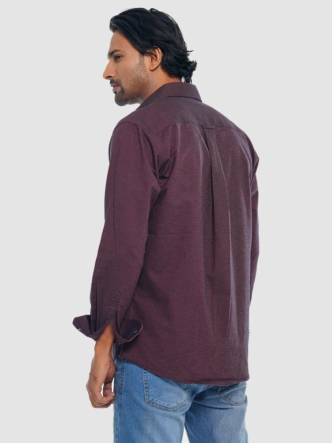 Men's Full Sleeve Shirt in Vintage Maroon