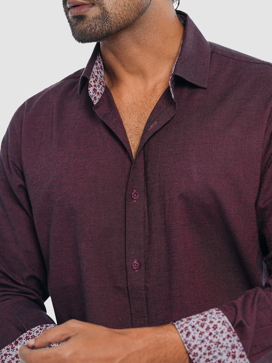 Men's Full Sleeve Shirt in Vintage Maroon