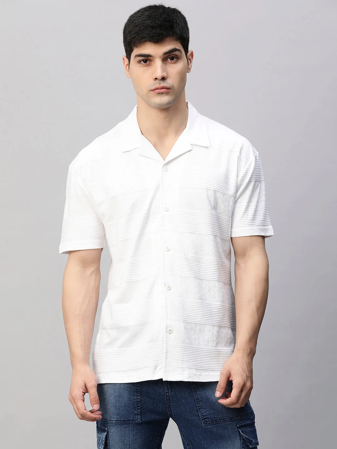 Mens Half Sleeve Resort Shirt - White