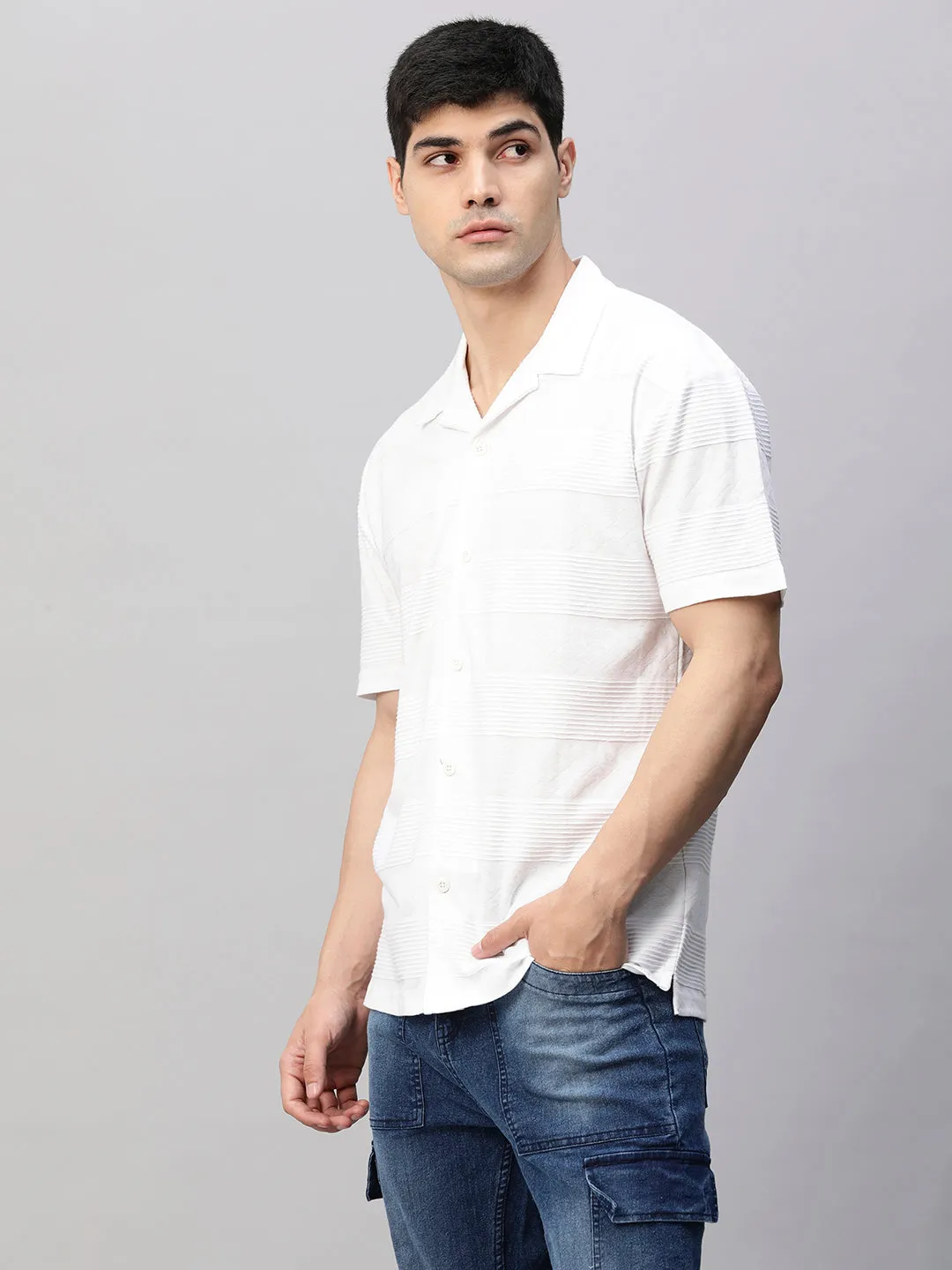 Mens Half Sleeve Resort Shirt - White