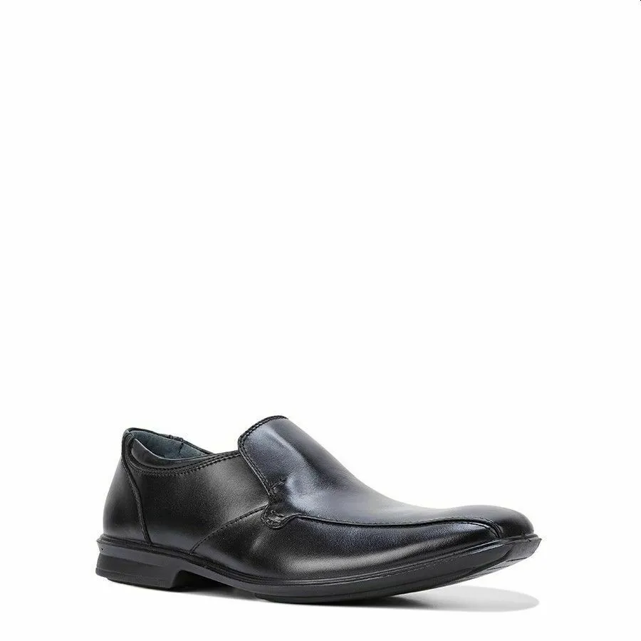 Mens Hush Puppies Cahill Extra Wide Black Leather Work Slip On Shoes