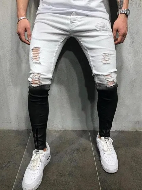 Men's Sweatpants Sexy Hole Jeans Pants Casual Summer Autumn Male Ripped Skinny Trousers Slim Biker Outwears Harajuku  Pants