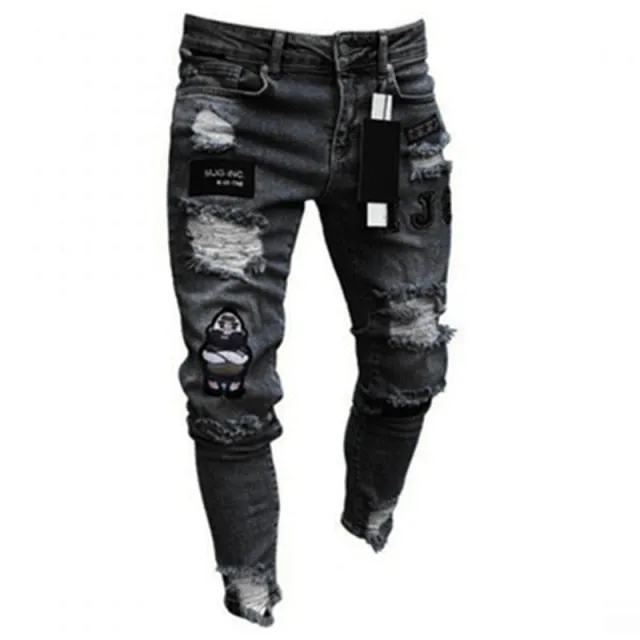 Men's Sweatpants Sexy Hole Jeans Pants Casual Summer Autumn Male Ripped Skinny Trousers Slim Biker Outwears Harajuku  Pants