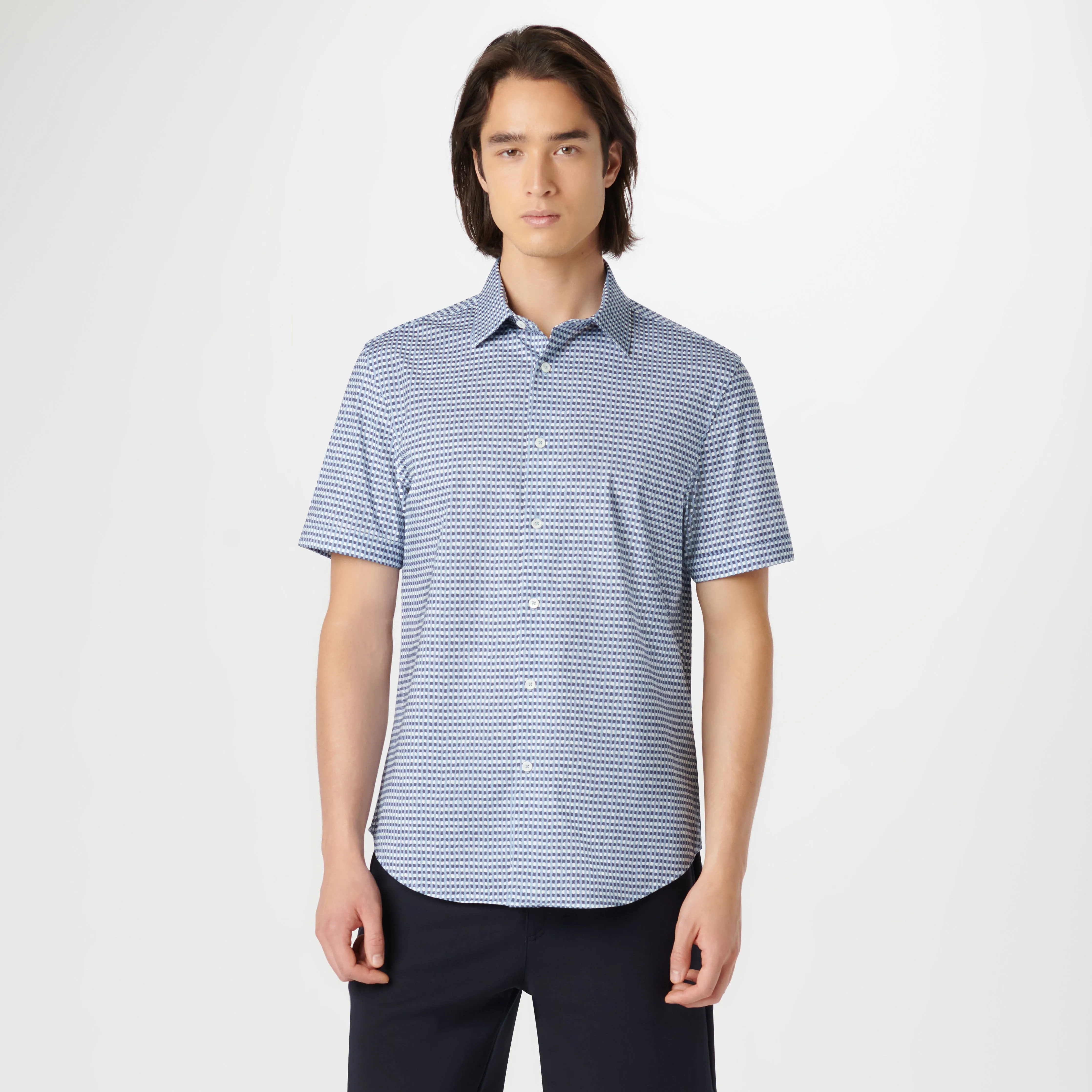 Miles Asymmetric Check OoohCotton Short Sleeve Shirt