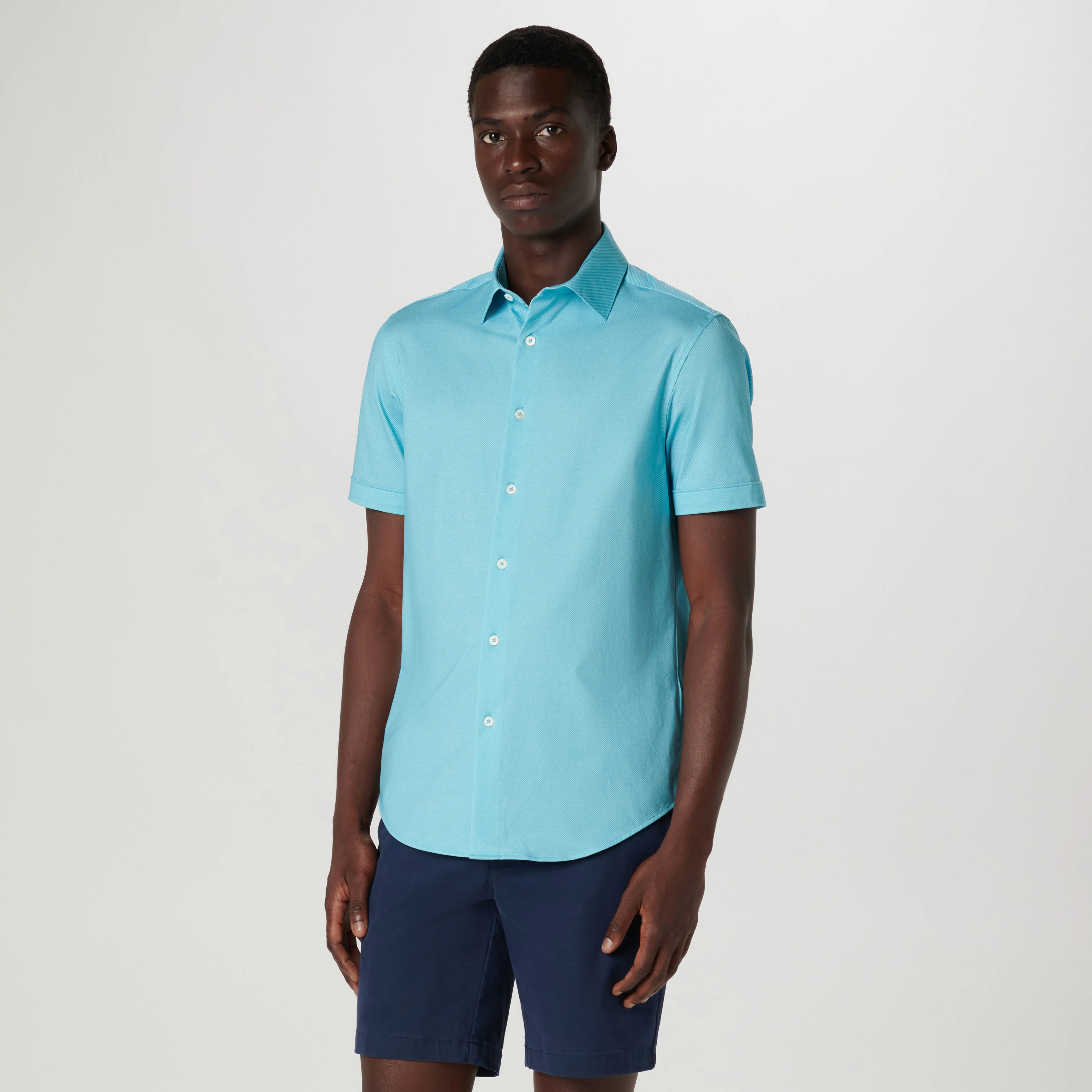 Miles Diagonal Pin Stripe OoohCotton Short Sleeve Shirt