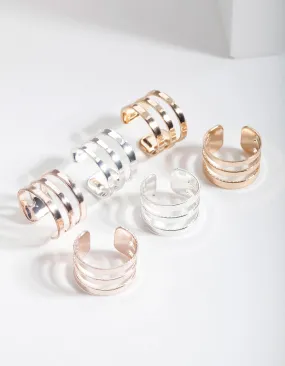 Mixed Metal Ear Cuff 6-Pack