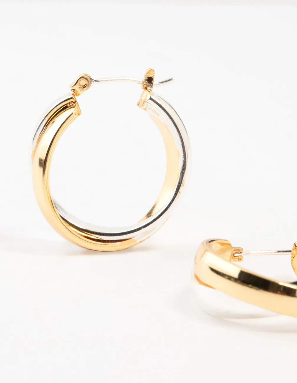 Mixed Metals Twisted Hoop Earrings