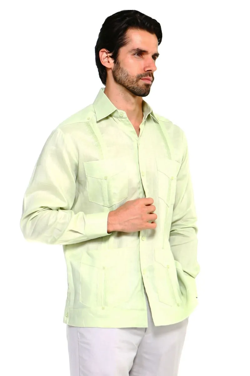 Mojito Collection Men's Guayabera Shirt Premium 100% Linen Long Sleeve