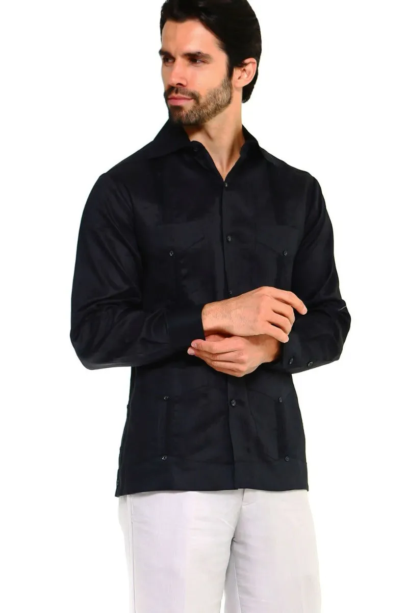 Mojito Collection Men's Guayabera Shirt Premium 100% Linen Long Sleeve