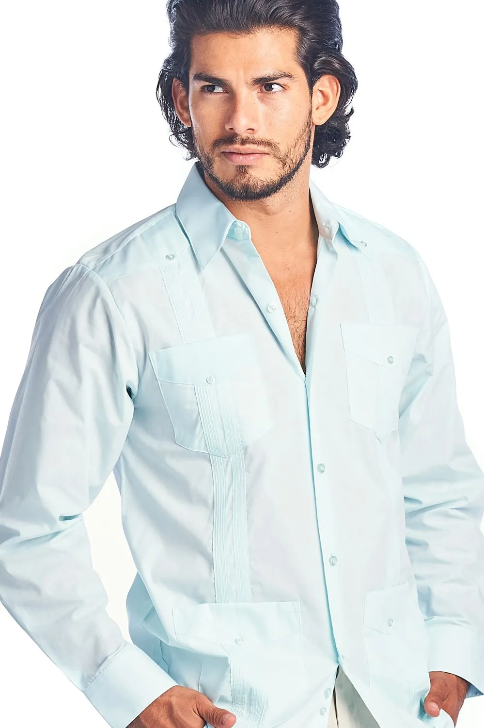 Mojito Collection Men's Guayabera Shirt Premium 100% Linen Long Sleeve