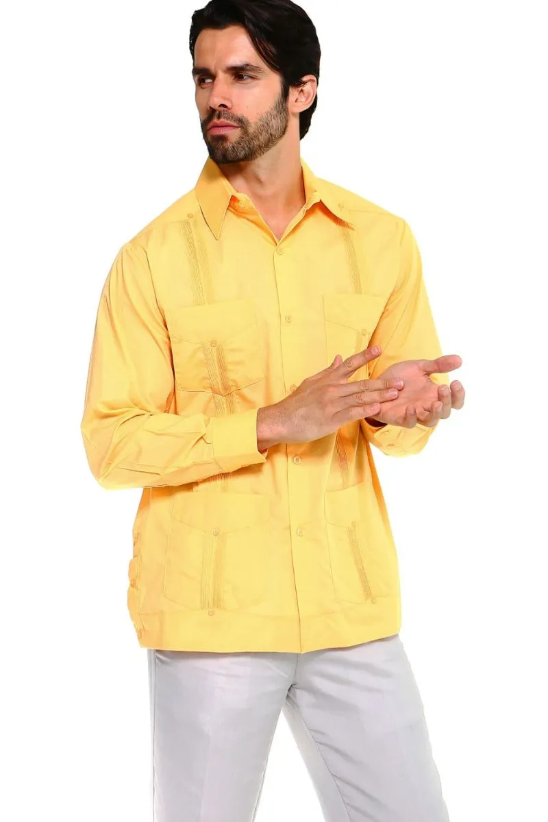 Mojito Collection Men's Guayabera Shirt Premium 100% Linen Long Sleeve