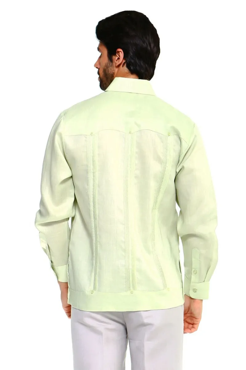 Mojito Collection Men's Guayabera Shirt Premium 100% Linen Long Sleeve