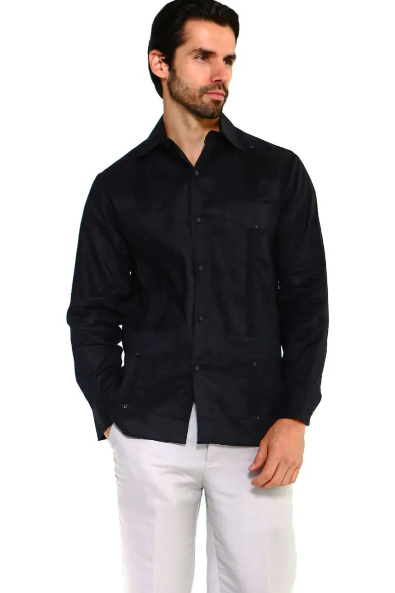 Mojito Collection Men's Guayabera Shirt Premium 100% Linen Long Sleeve