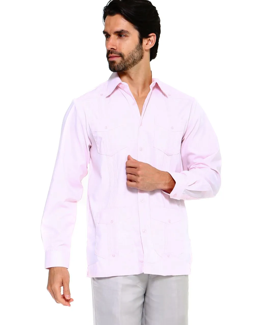 Mojito Collection Men's Guayabera Shirt Premium 100% Linen Long Sleeve