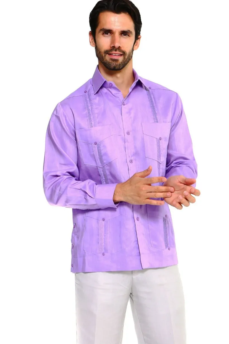 Mojito Collection Men's Guayabera Shirt Premium 100% Linen Long Sleeve