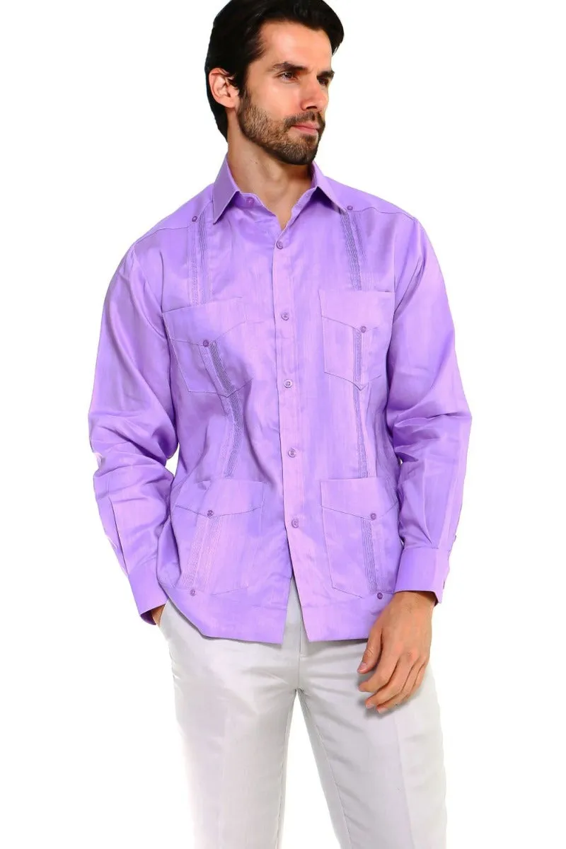 Mojito Collection Men's Guayabera Shirt Premium 100% Linen Long Sleeve