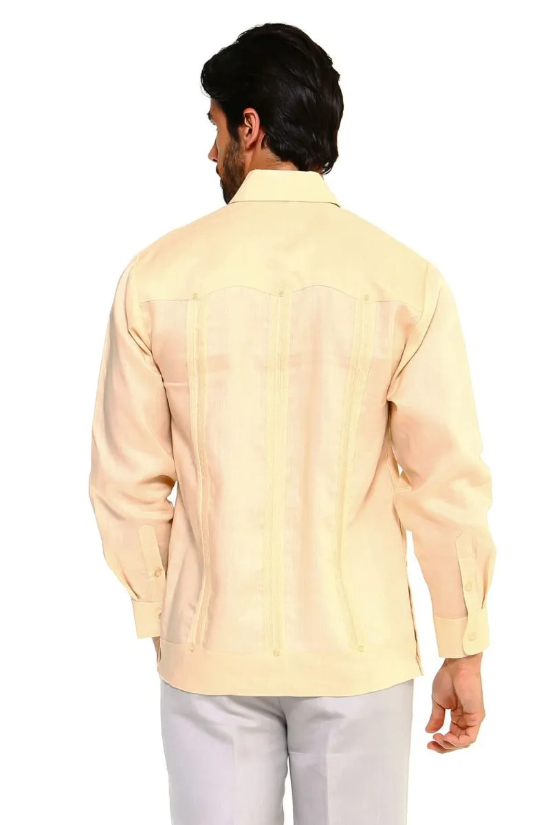 Mojito Collection Men's Guayabera Shirt Premium 100% Linen Long Sleeve