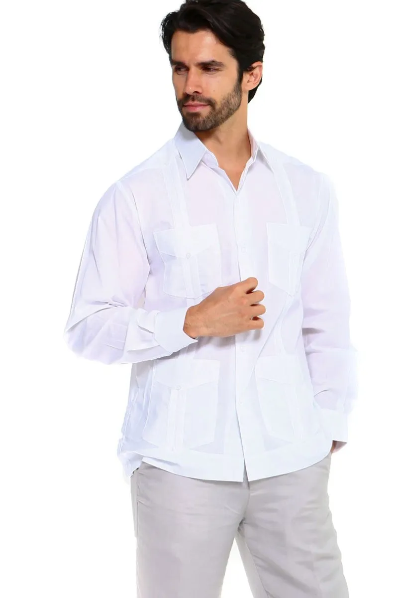 Mojito Collection Men's Guayabera Shirt Premium 100% Linen Long Sleeve