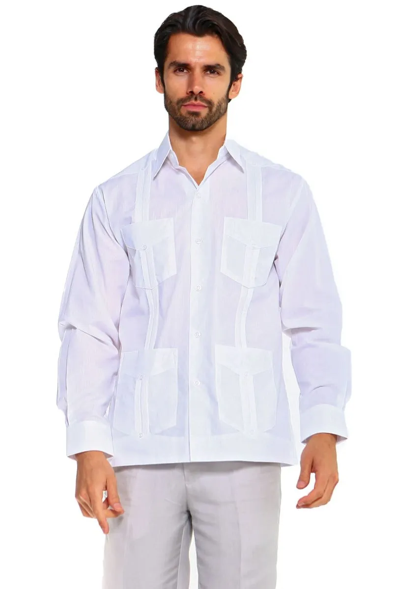 Mojito Collection Men's Guayabera Shirt Premium 100% Linen Long Sleeve