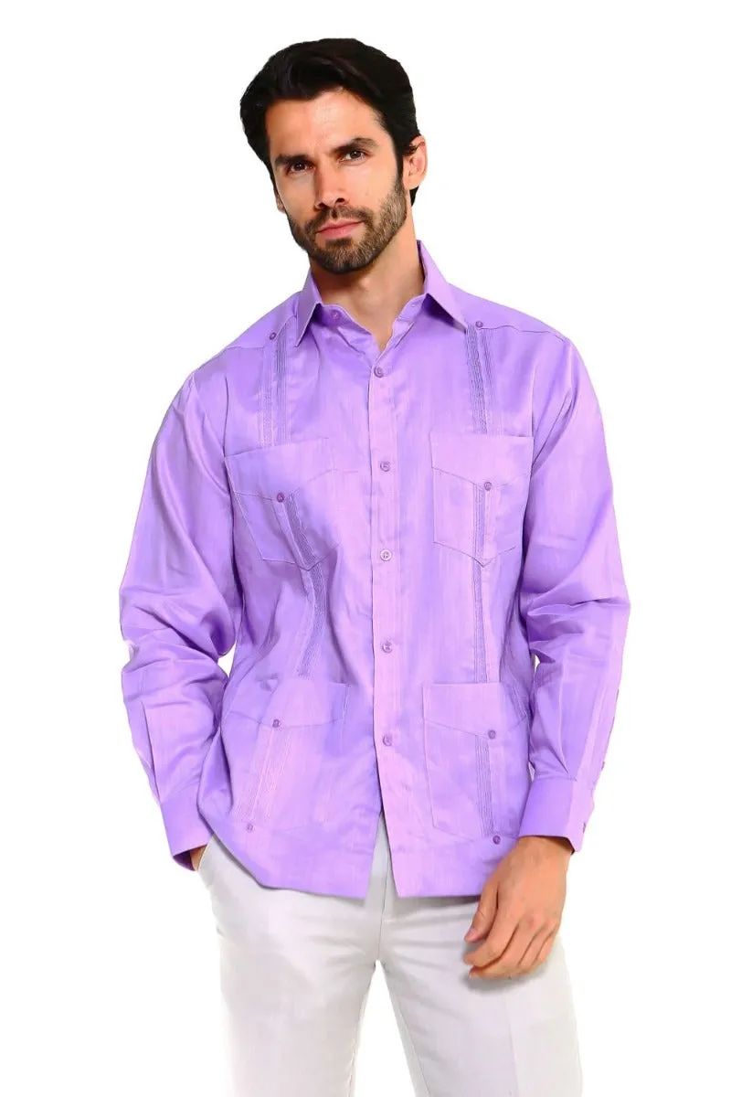 Mojito Collection Men's Guayabera Shirt Premium 100% Linen Long Sleeve