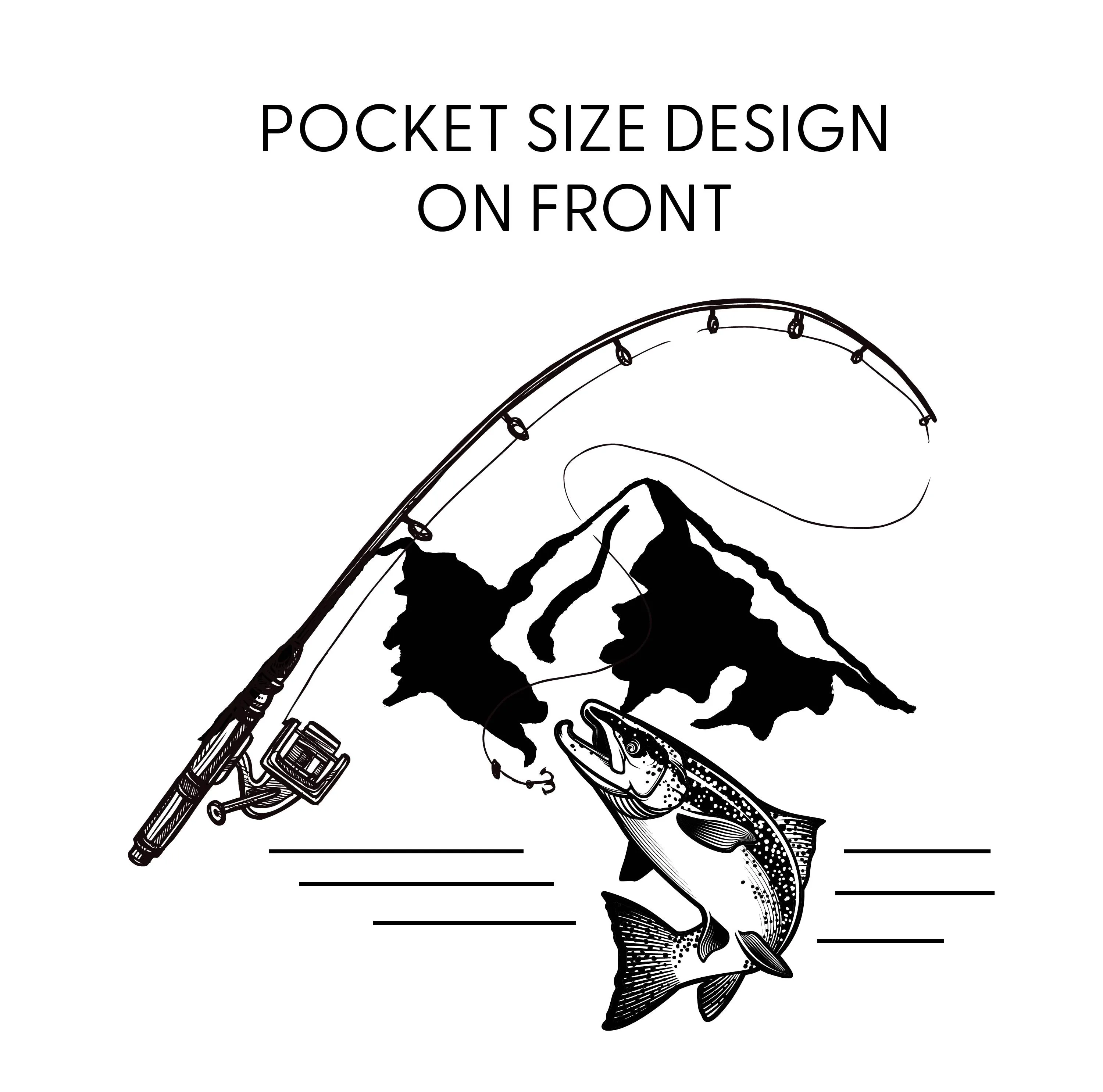 Mountain Fish & Pole Pocket Design on Front w/ FISH ON on Back - One Piece Baby Sleeper