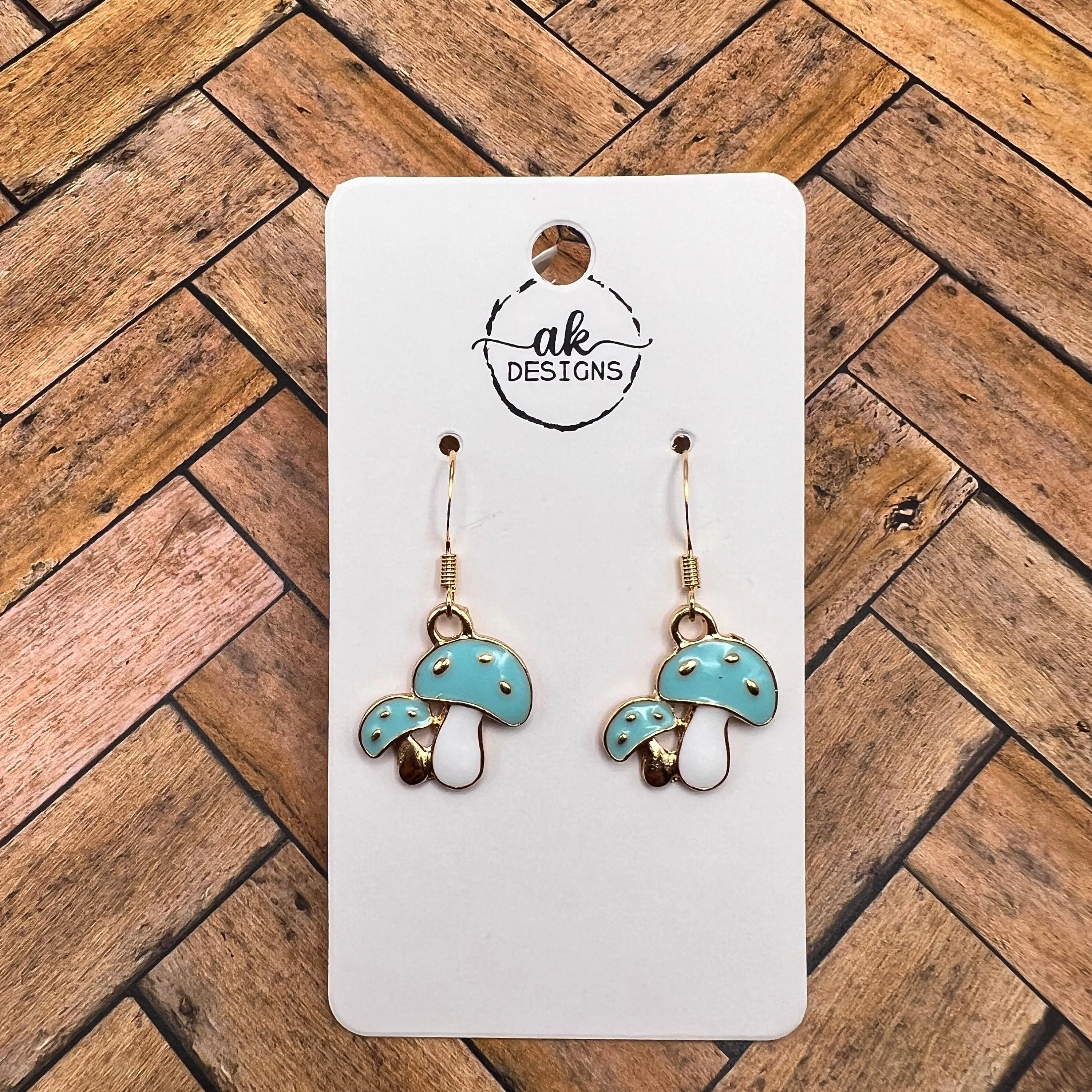 Mushroom Whimsical Fantasy Goldtone Hypoallergenic  Earrings