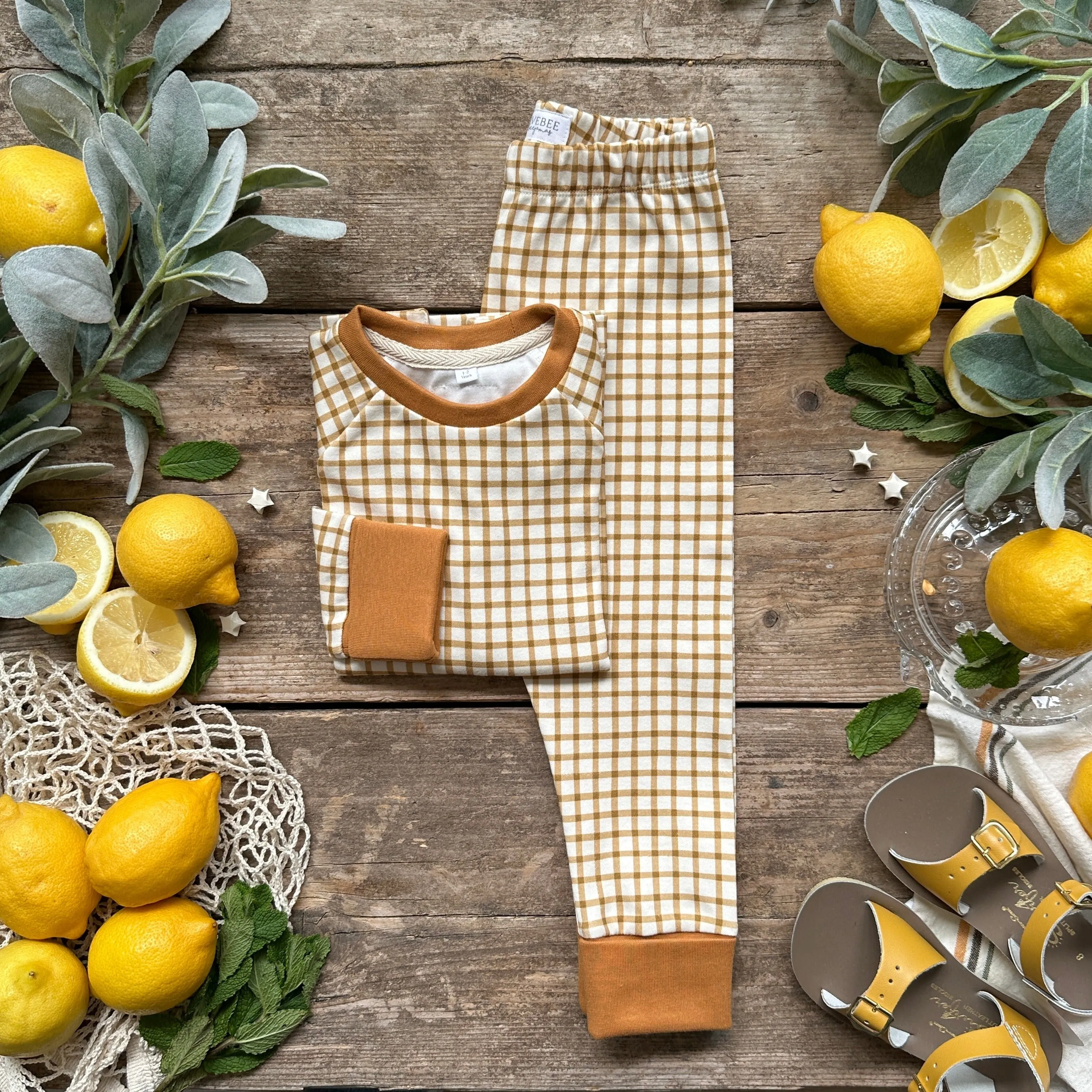 Mustard Gingham BeeJamas | Long