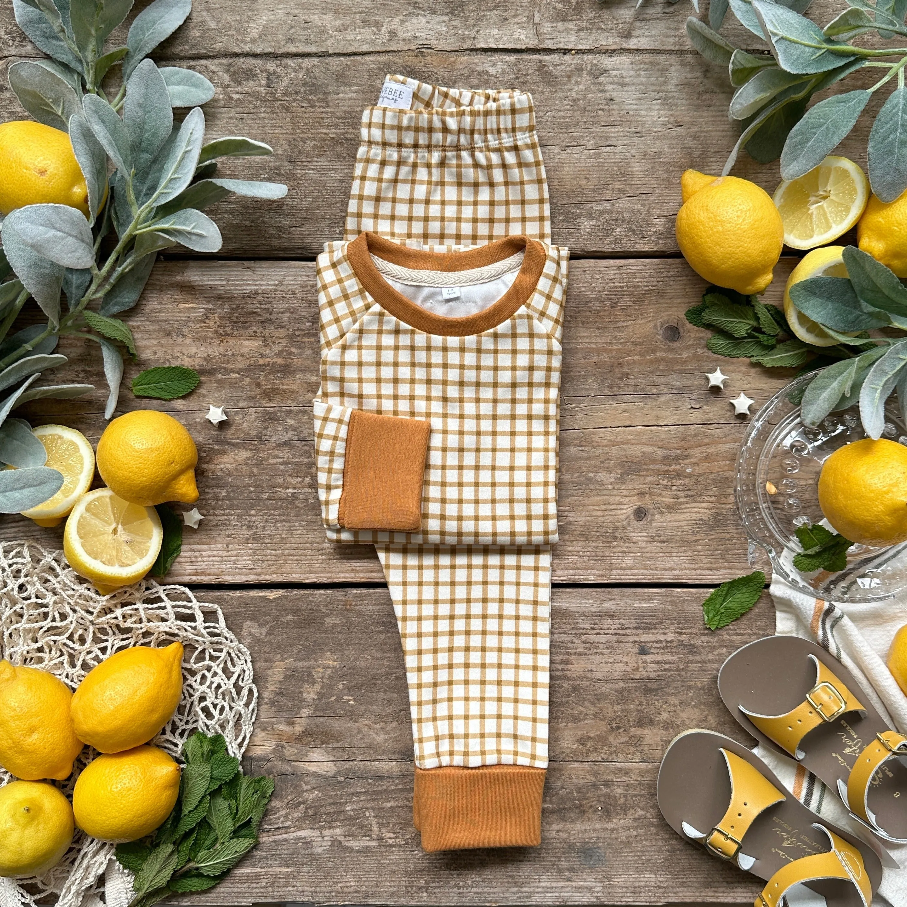 Mustard Gingham BeeJamas | Long