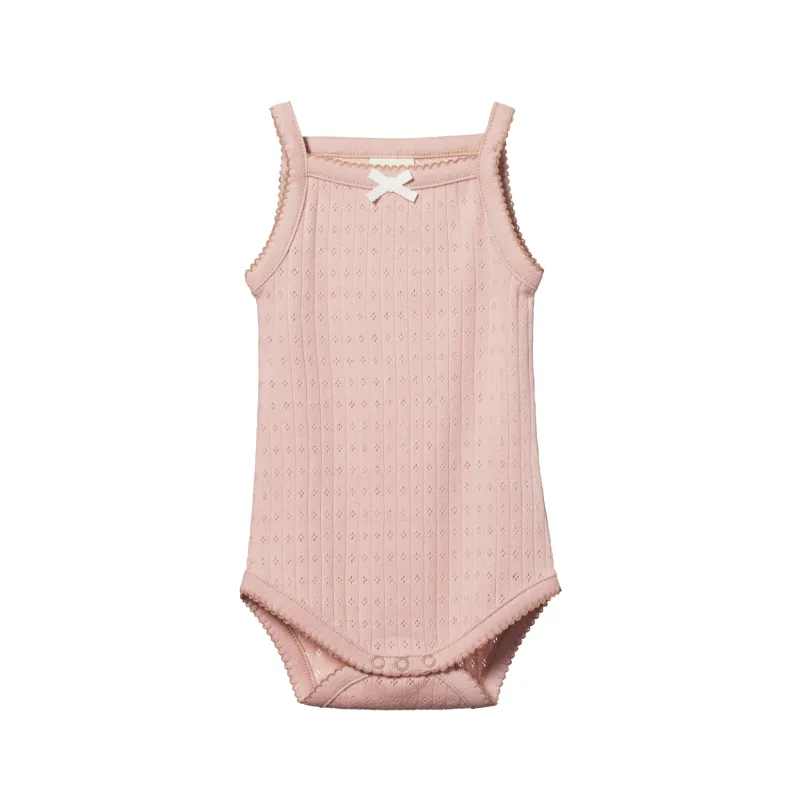 Nature Baby Camisole Bodysuit Pointelle - Rose Bud