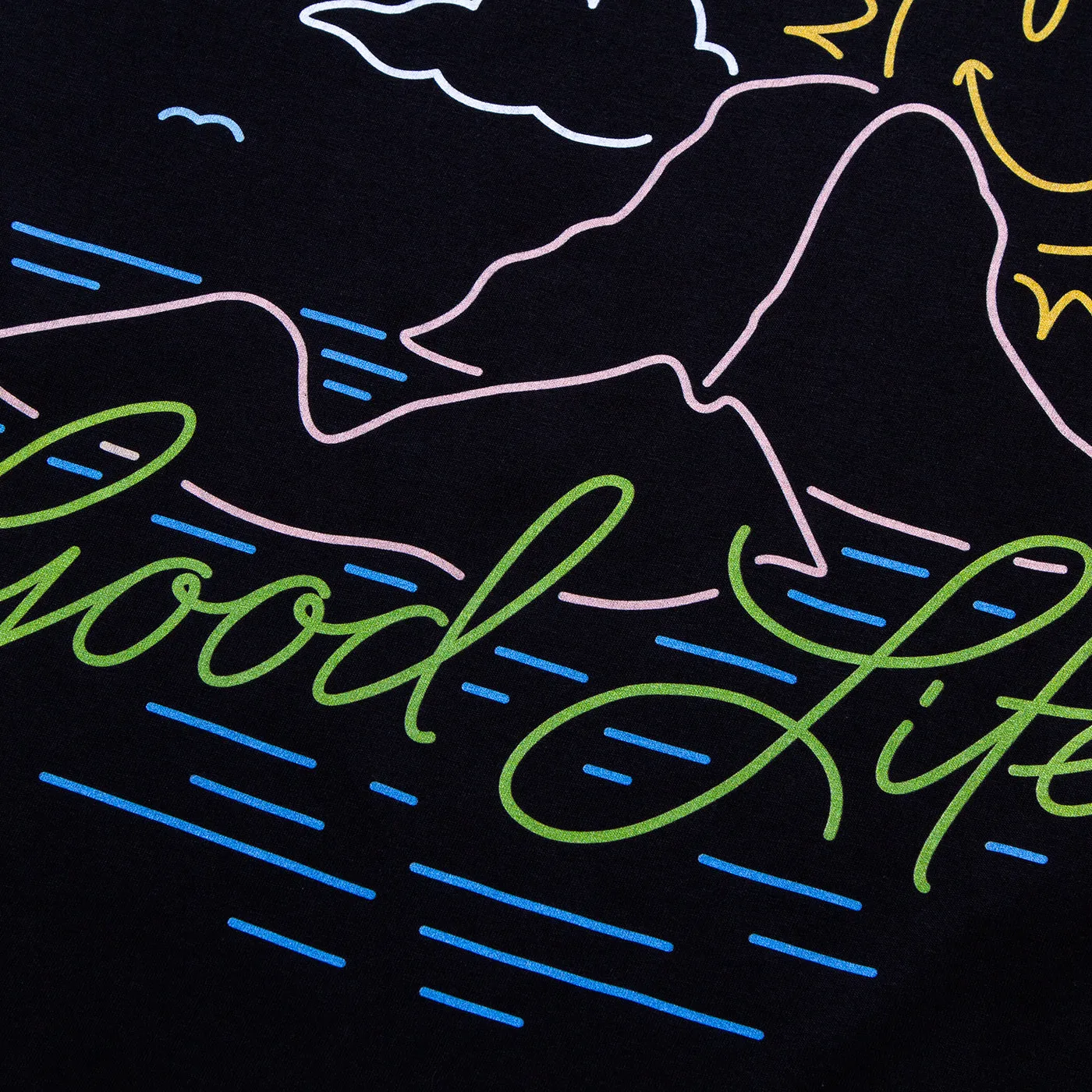 Neon Es Vedrà Good Life Front Print - Tshirt - Black