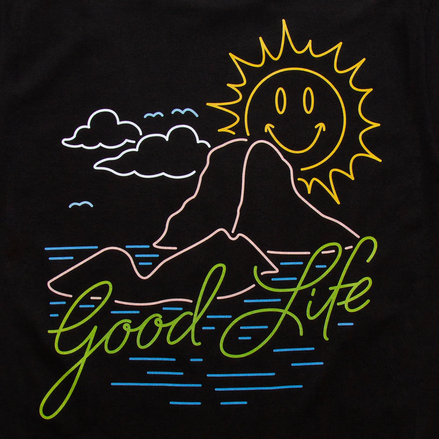 Neon Es Vedrà Good Life Front Print - Tshirt - Black