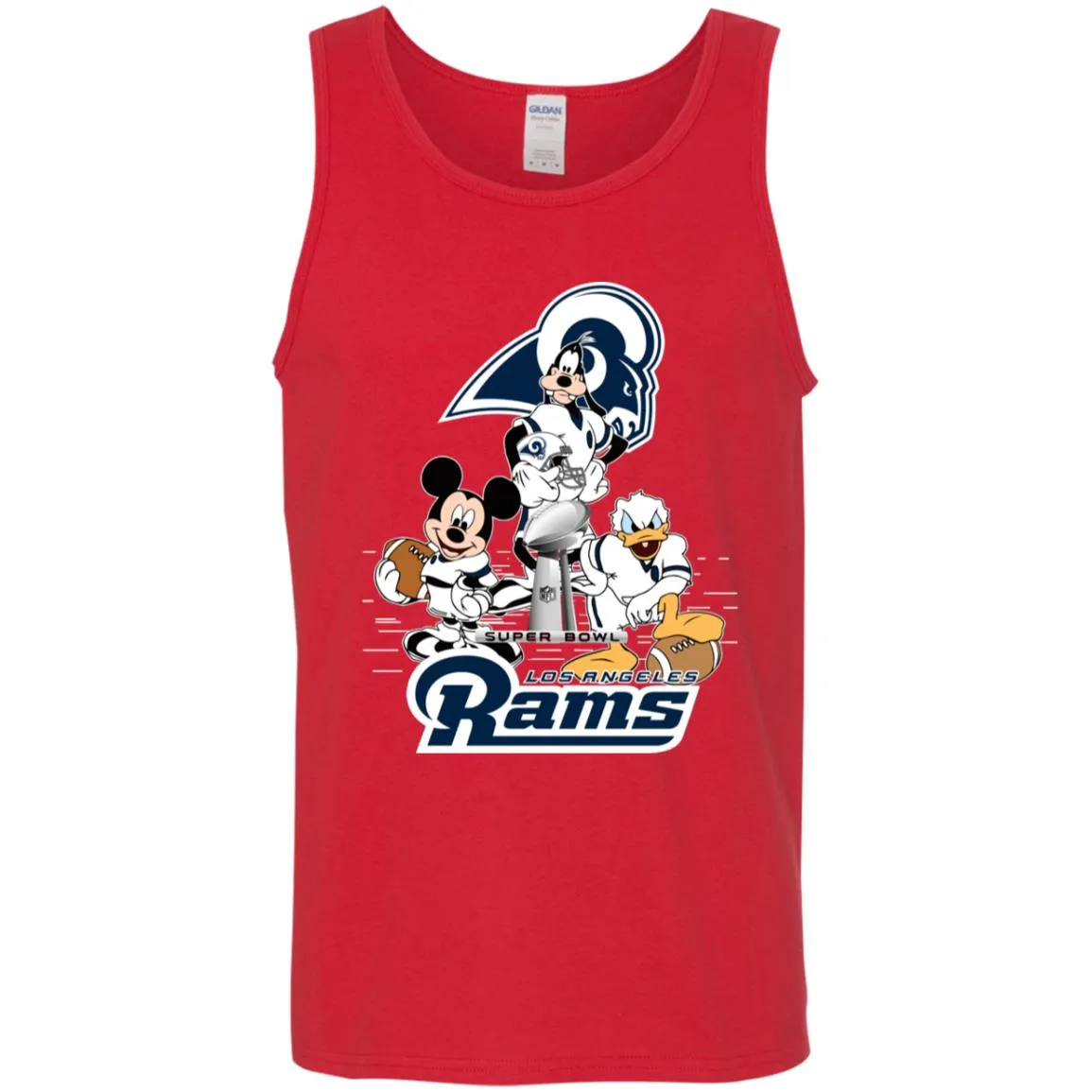 Nfl – Los Angeles Rams Donald Duck Goofy Mickey Mouse Super Bowl 2019 Football Men Cotton Tank