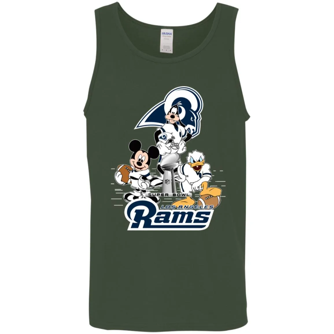 Nfl – Los Angeles Rams Donald Duck Goofy Mickey Mouse Super Bowl 2019 Football Men Cotton Tank