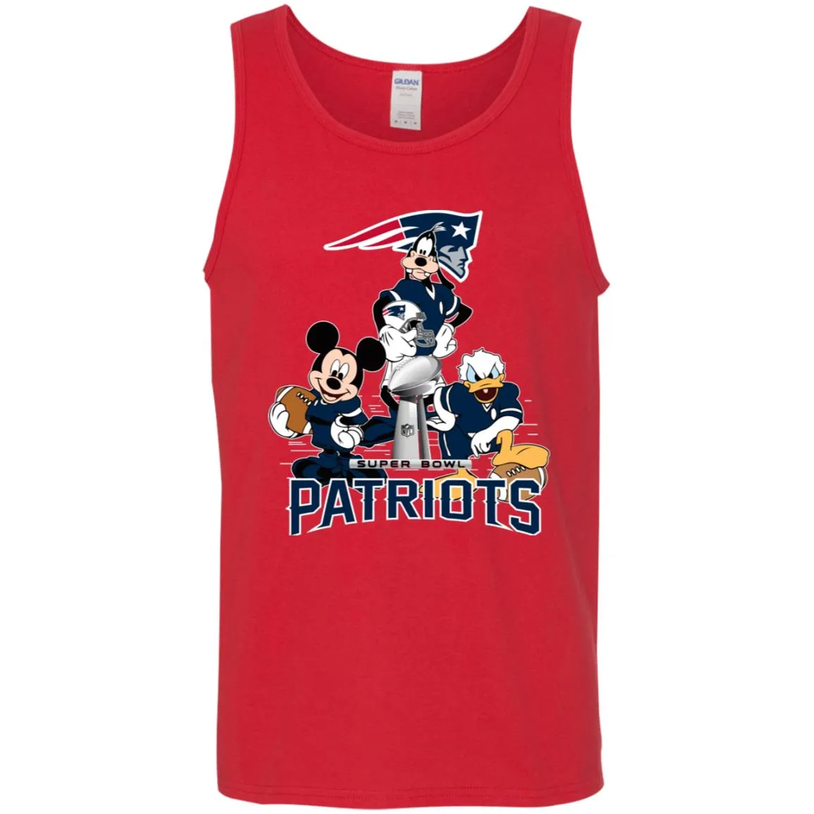 Nfl - New England Patriots Donald Duck Goofy Mickey Mouse Super Bowl 2019 Football Men Cotton Tank