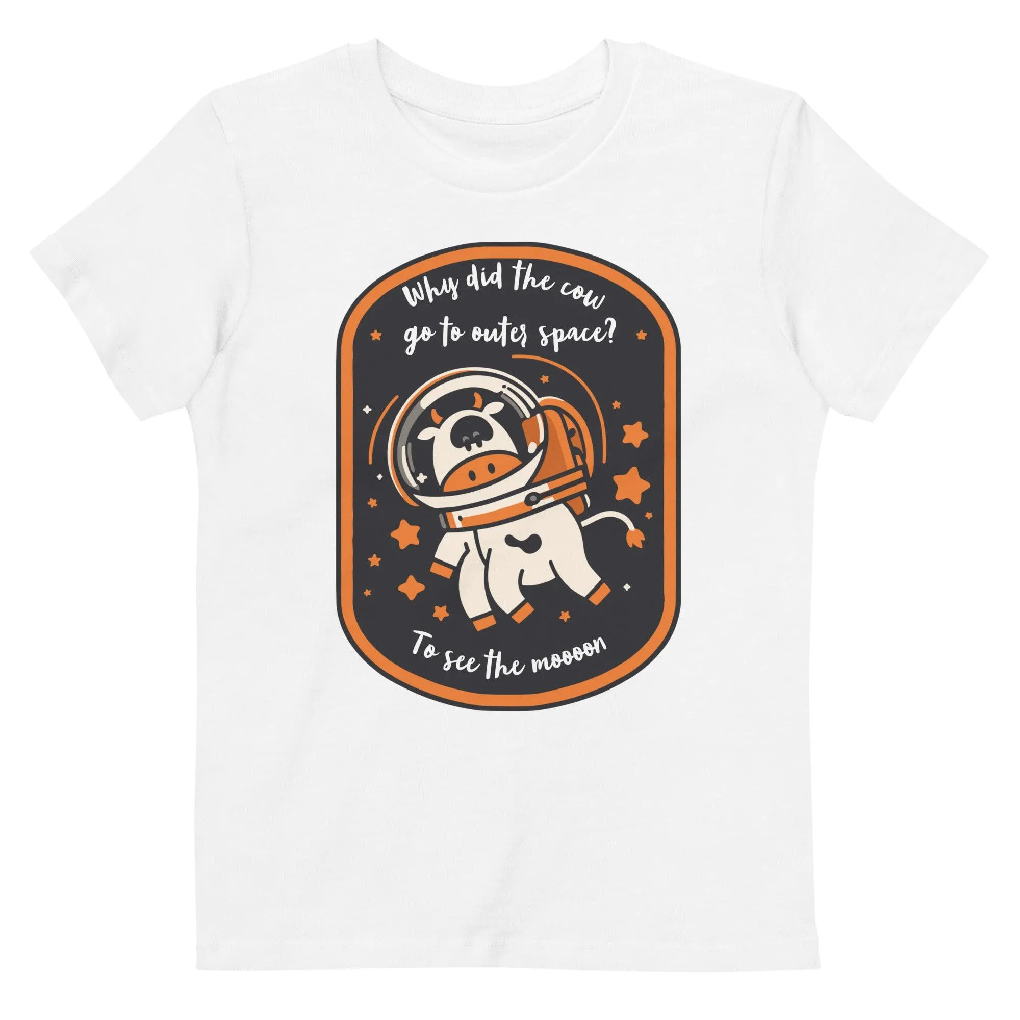 Organic Cotton Kids T-shirt Cow in Space Joke