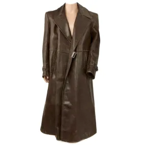 Original Imperial German WWI Aviator Full Length Leather Flying Coat with Removable Fur Liner