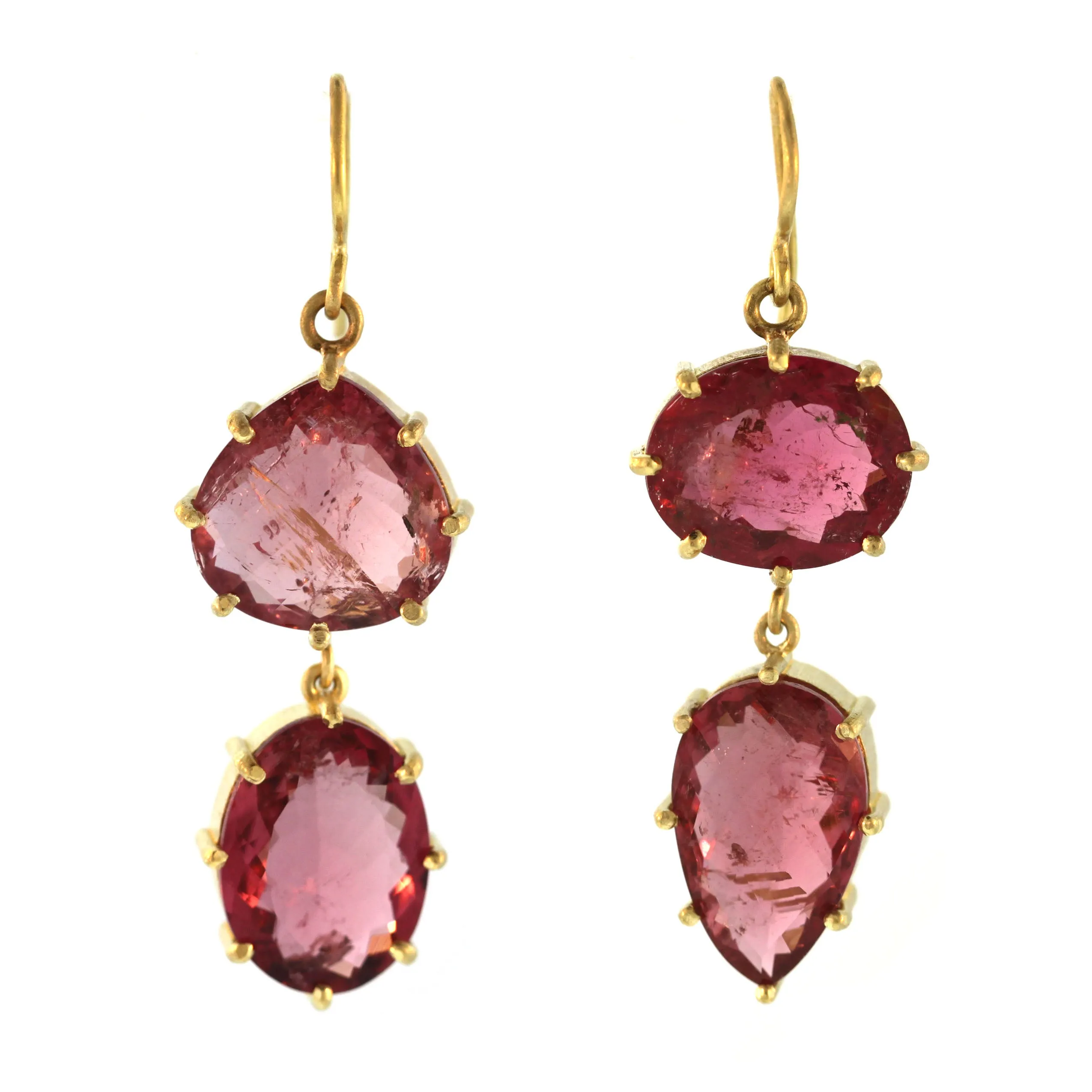 Pink Tourmaline Double Drop Earrings