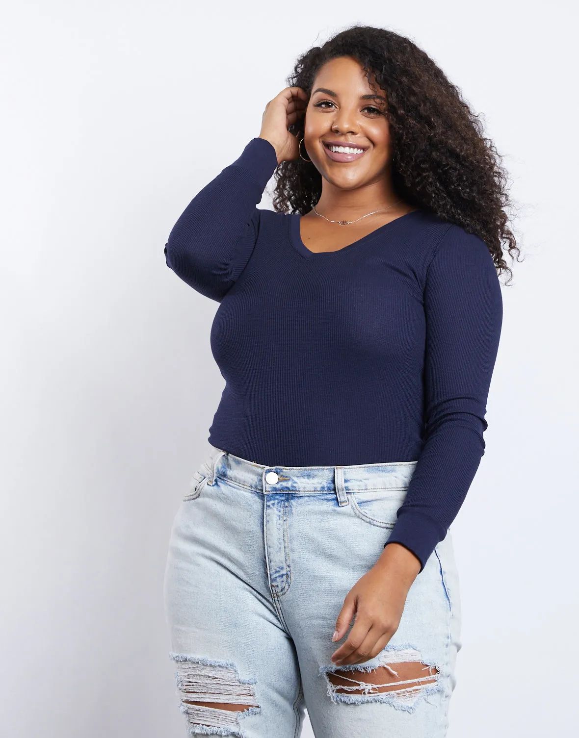 Plus Size Thermal Long Sleeve Top