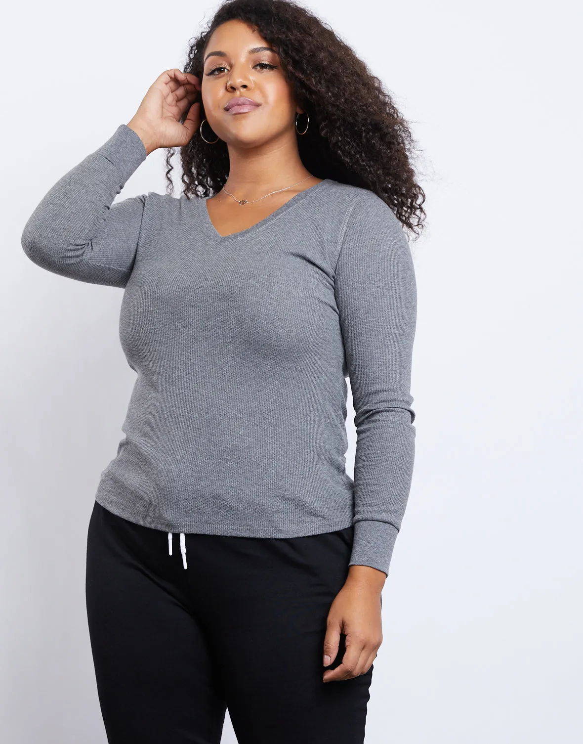 Plus Size Thermal Long Sleeve Top