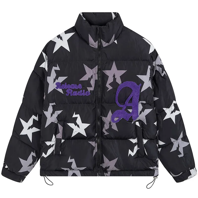 PopFlying Streetwear Winter Coat Full Star Painting