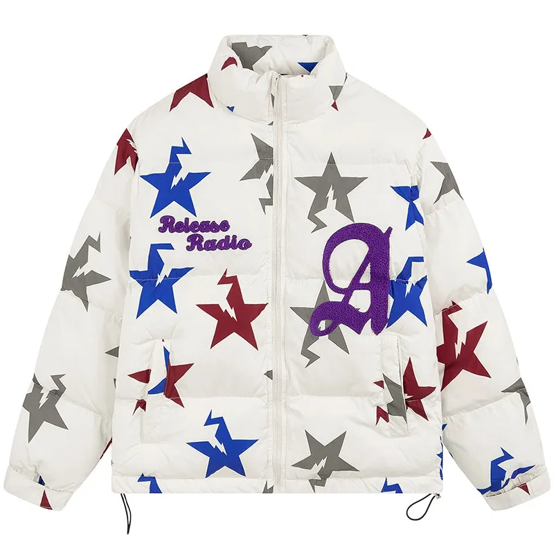 PopFlying Streetwear Winter Coat Full Star Painting