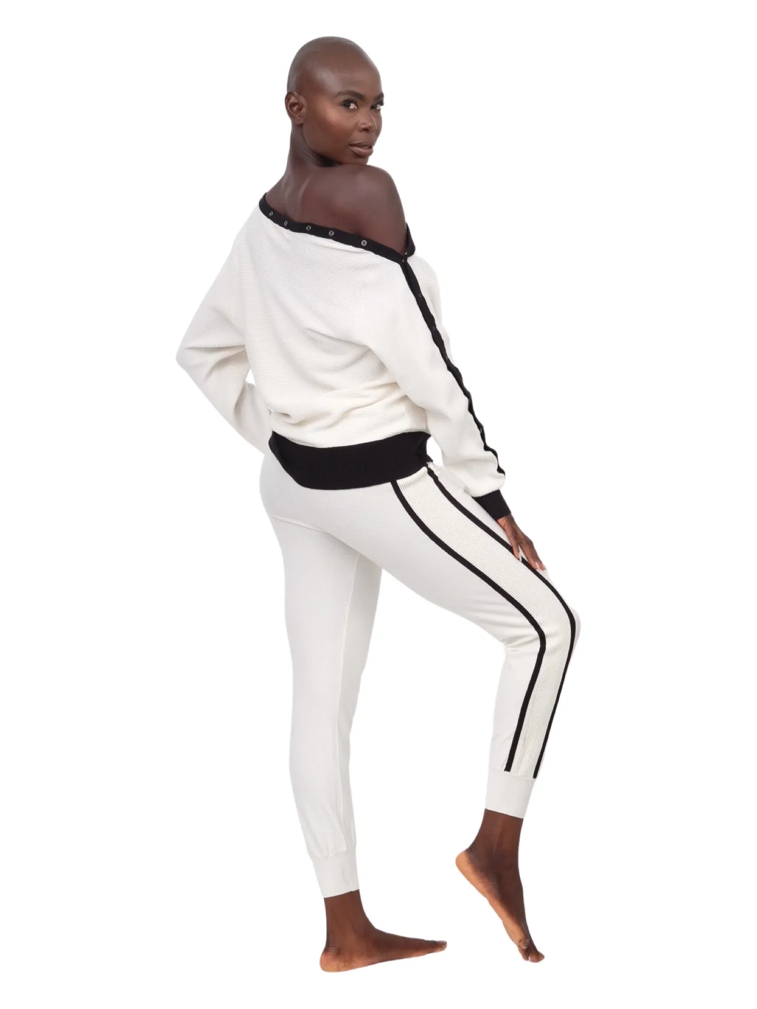 Portola Striped Jogger Pants - Ivory