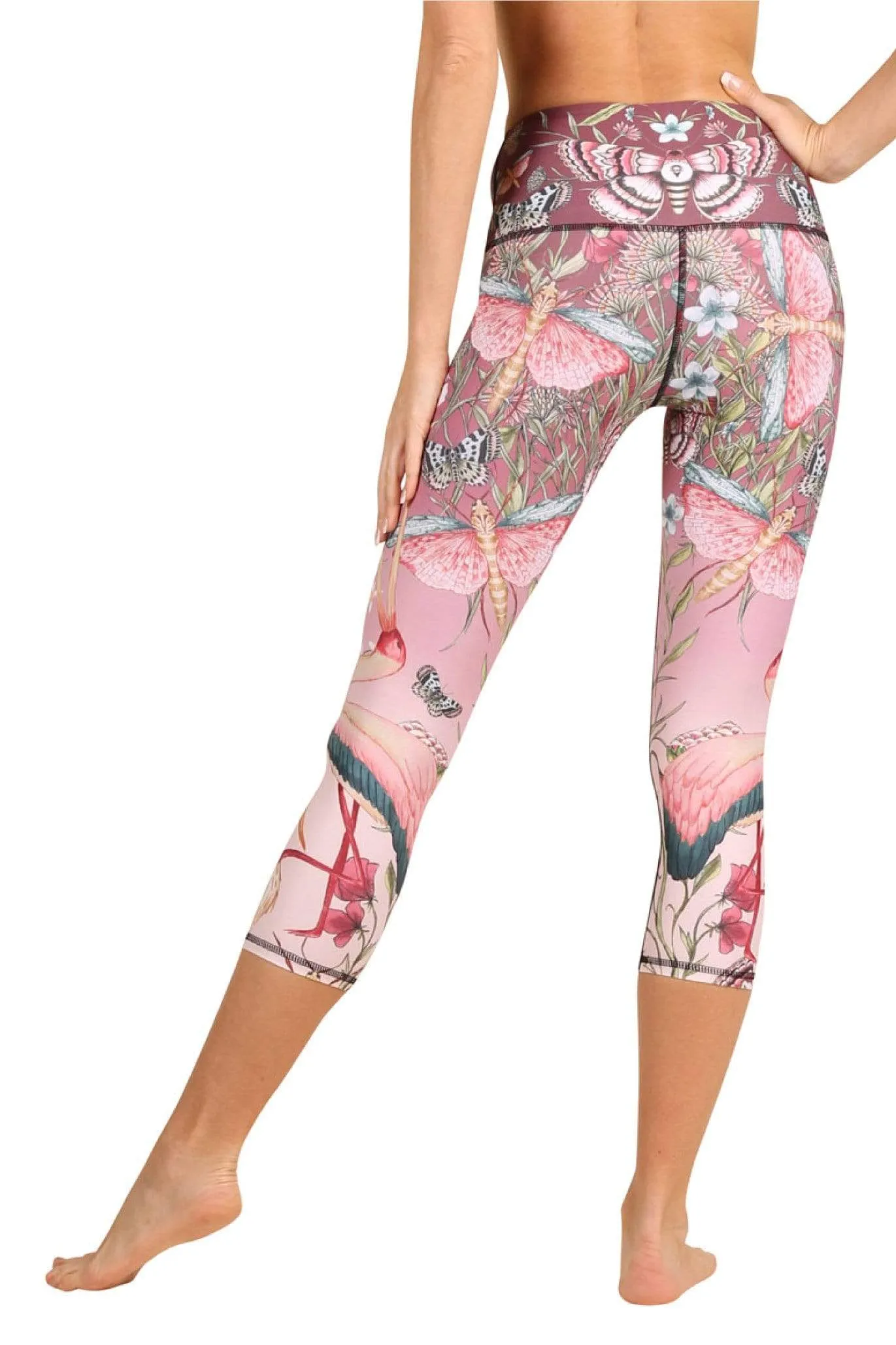 Pretty in Pink Printed Yoga Crops