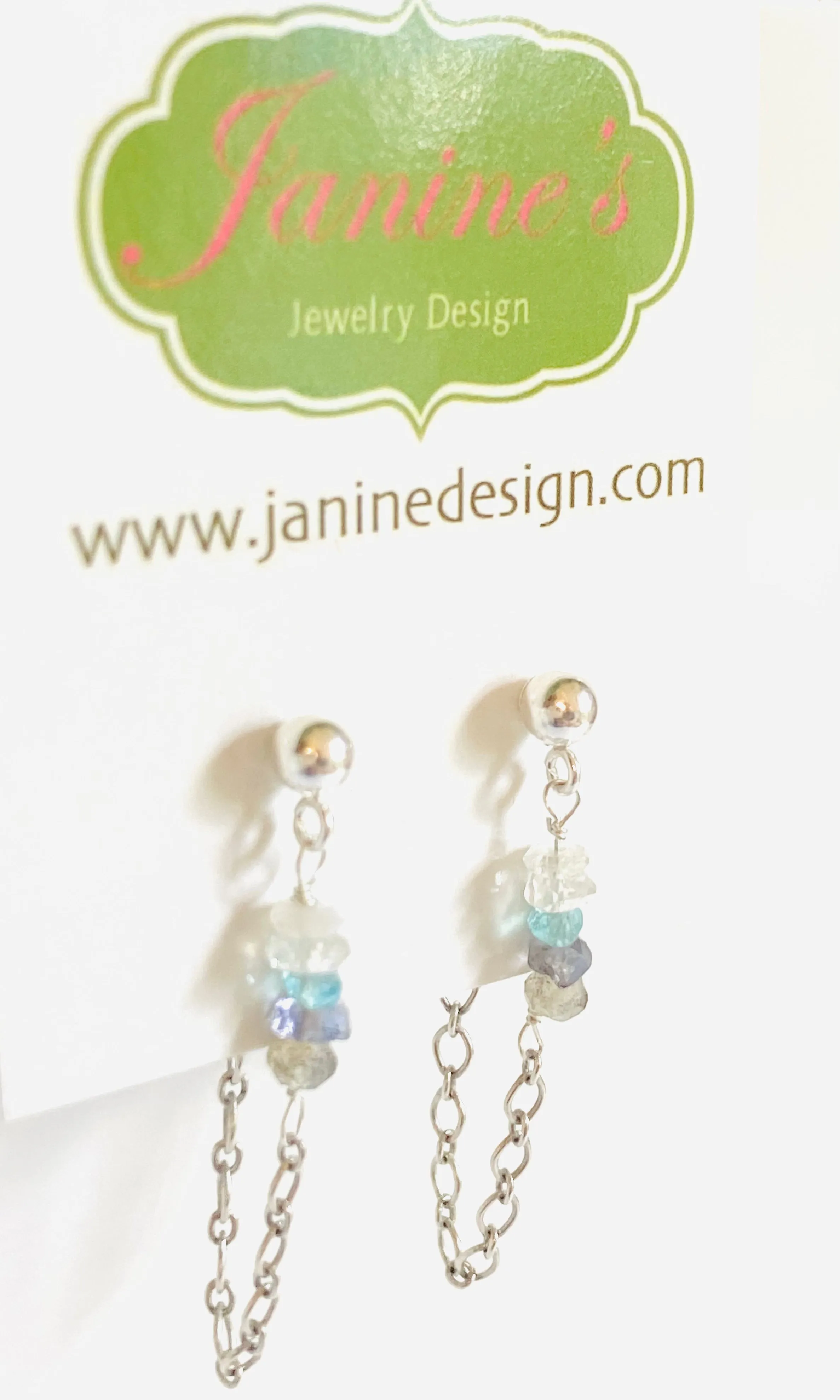 Quartz Chain Loop Earrings-Gemstone