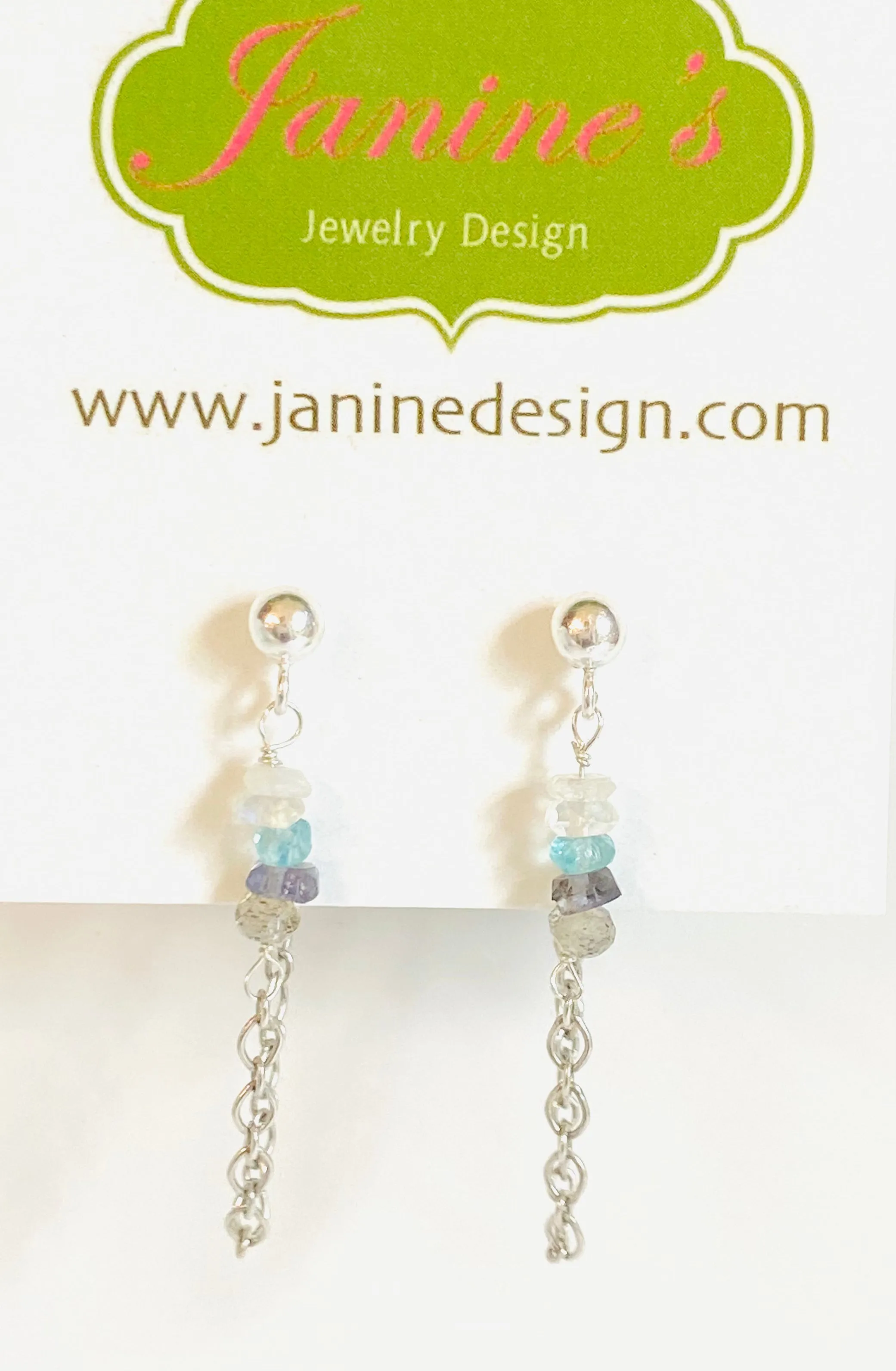 Quartz Chain Loop Earrings-Gemstone