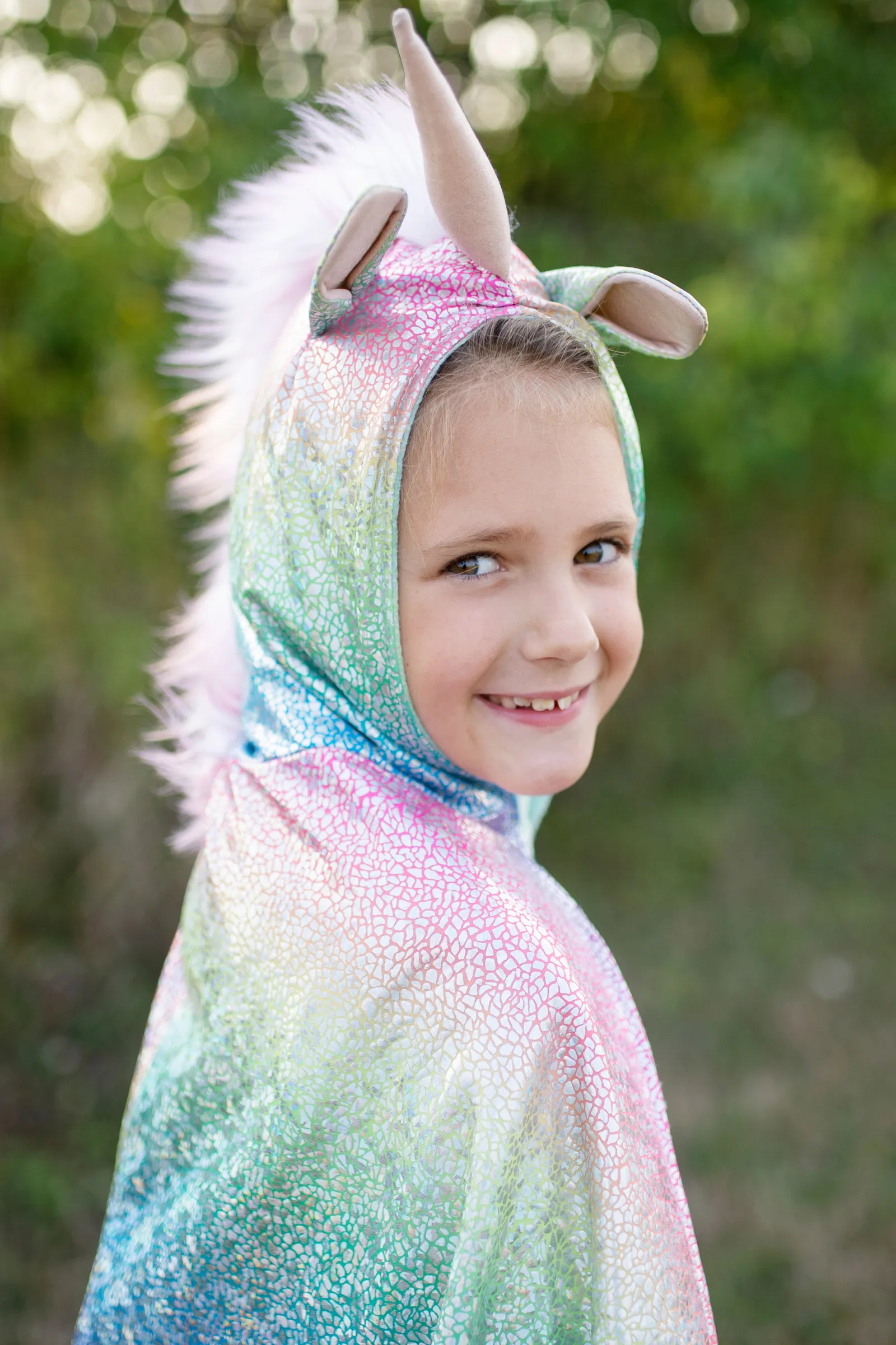 Rainbow Reversible Unicorn Dragon Cape