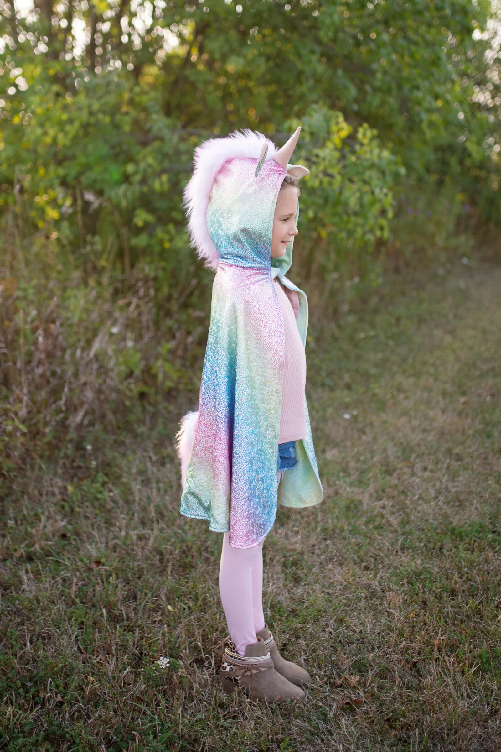 Rainbow Reversible Unicorn Dragon Cape