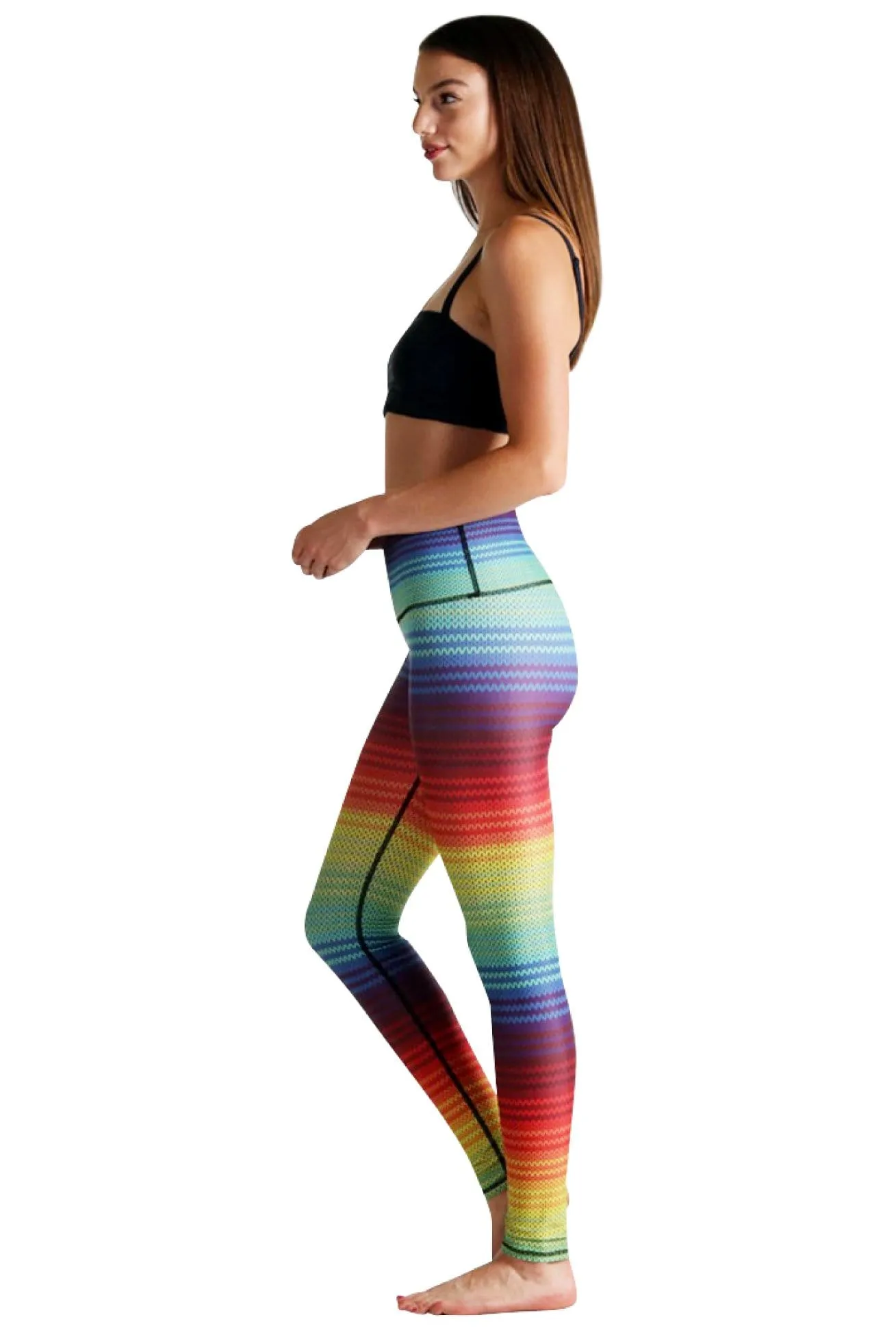 Rainbow Stripe Printed Yoga Leggings