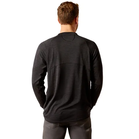 Rebar Gridwork Crewneck T-Shirt Long Sleeve - Black